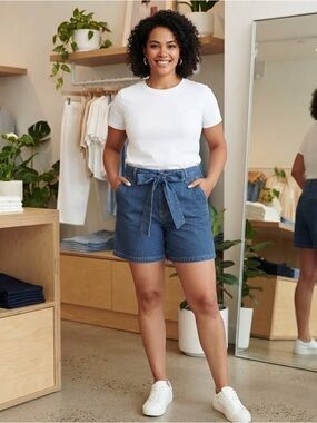 ⁠Tommy Hilfiger Blue High Rise Denim Shorts 12⁠